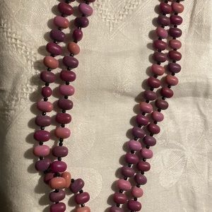 Double strand lilac and purple beaded necklace
